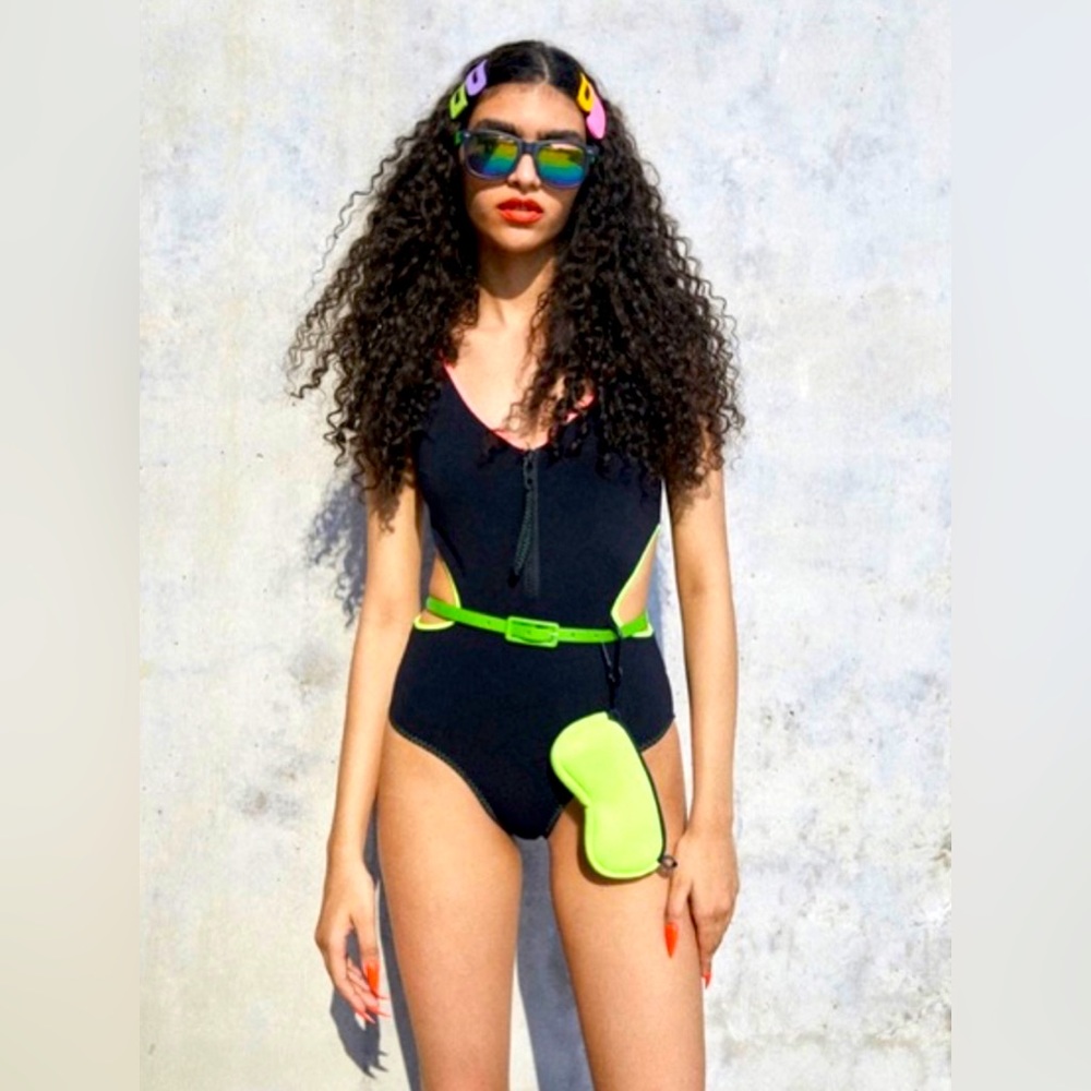 Zara Neon One Piece Bathing Suit